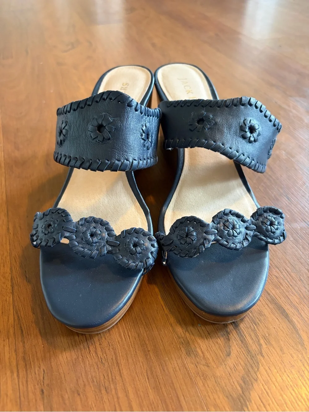 Jack Rogers Navy Slide Wedge Heel with Detail
